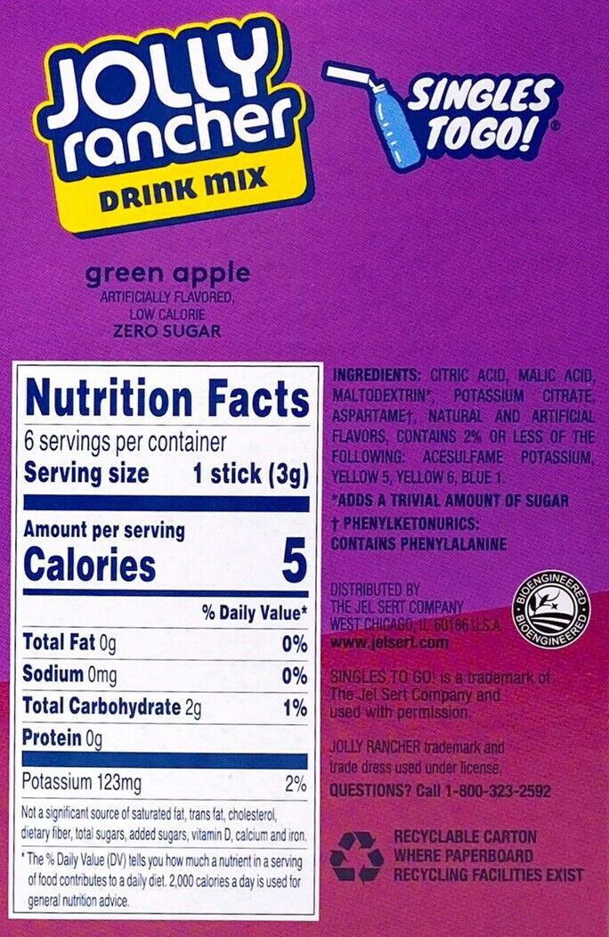 #Flavor_Green Apple #Size_6 sticks