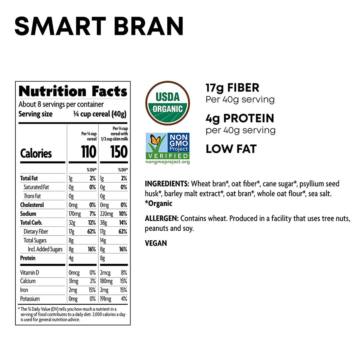 Nature's Path Organic Smart Bran Cereal 10.6 oz - High-quality Breakfast Foods by Nature's Path at BariatricPal Store