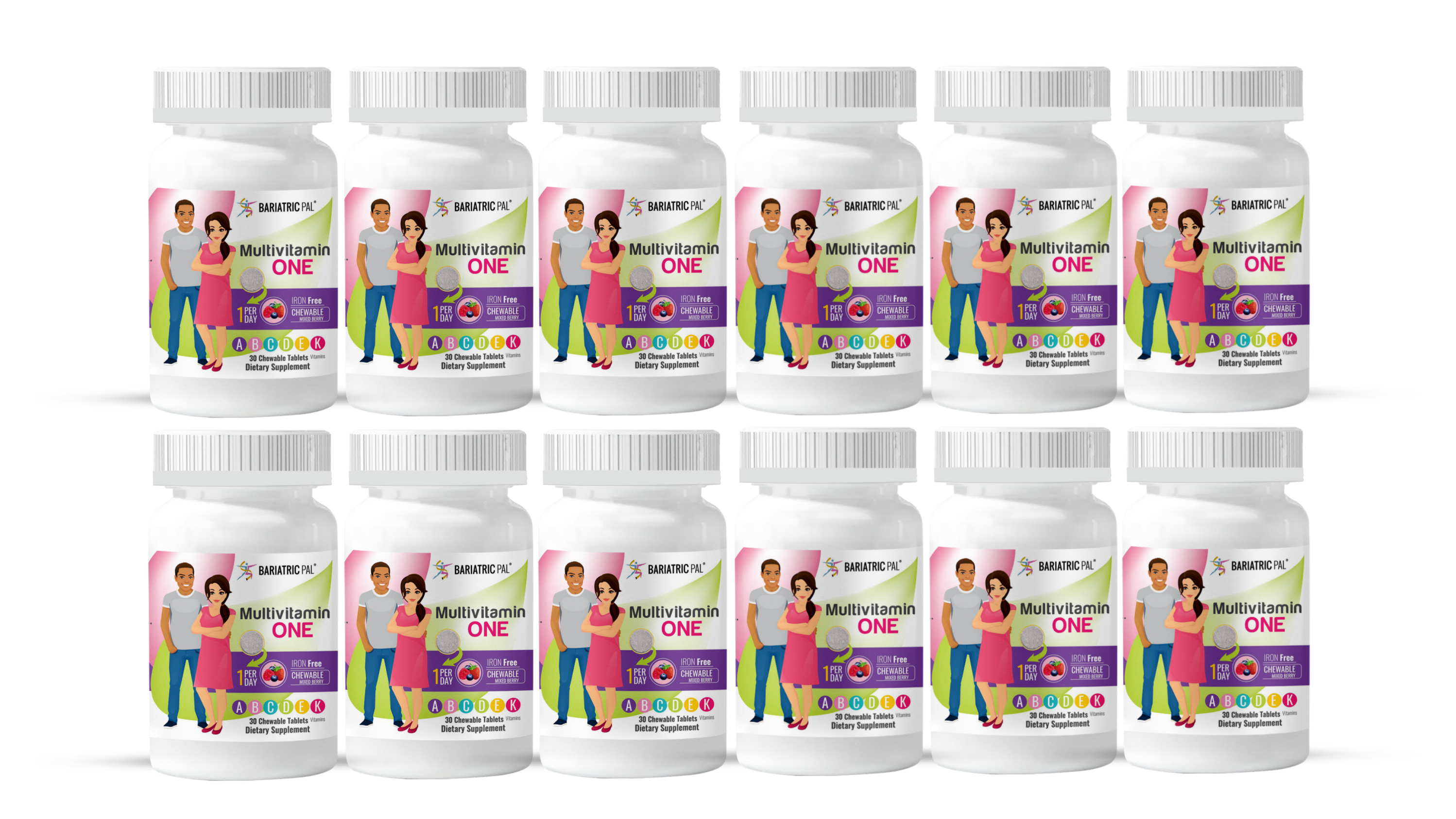BariatricPal Multivitamin ONE "1 per Day!" Bariatric Multivitamin Chewable & IRON-FREE - Mixed Berry (NEW!) - High-quality Multivitamins by BariatricPal at BariatricPal Store