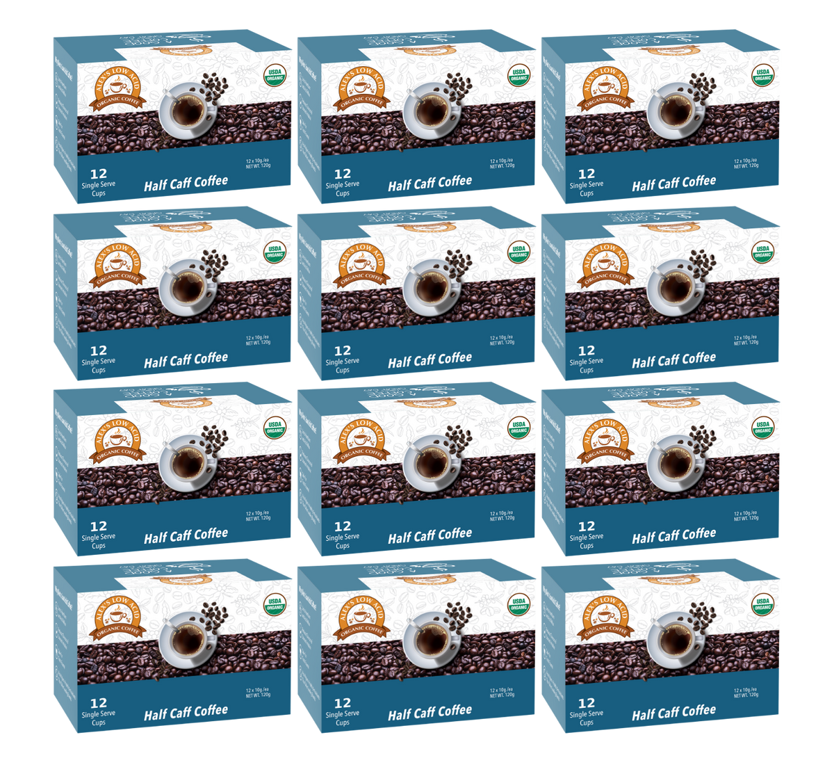Alex's Low Acid Organic Coffee™ K-Cups - Half Caff - High-quality Coffee by Alex's Low Acid Coffee at BariatricPal Store