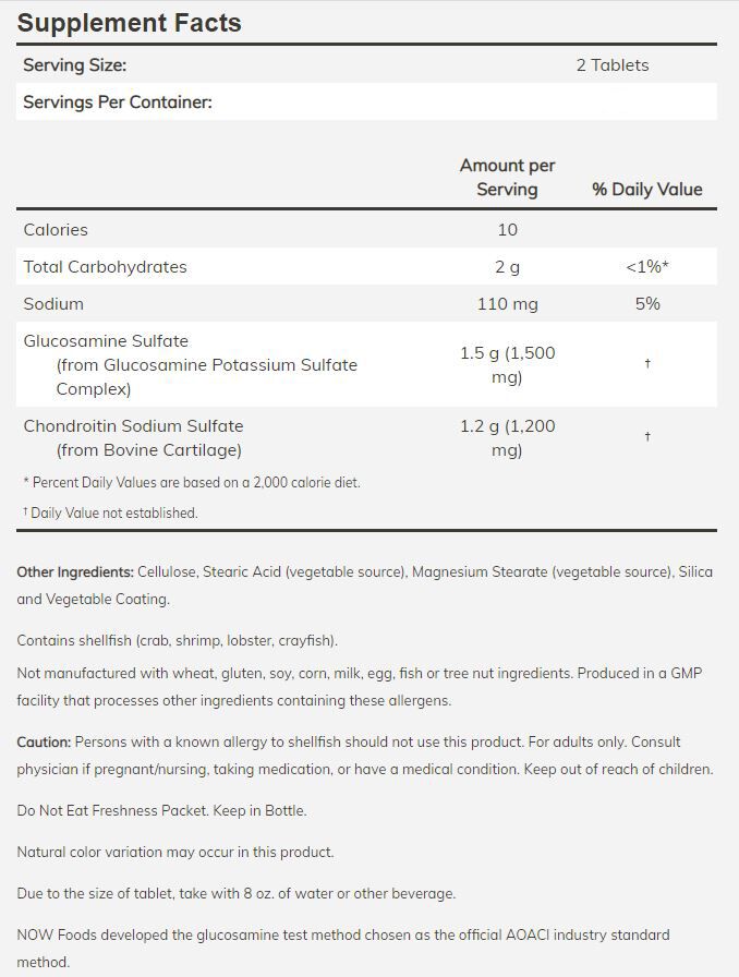 NOW Glucosamine and Chondroitin, Extra Strength 120 tablets - High-quality Gluten Free by NOW at BariatricPal Store