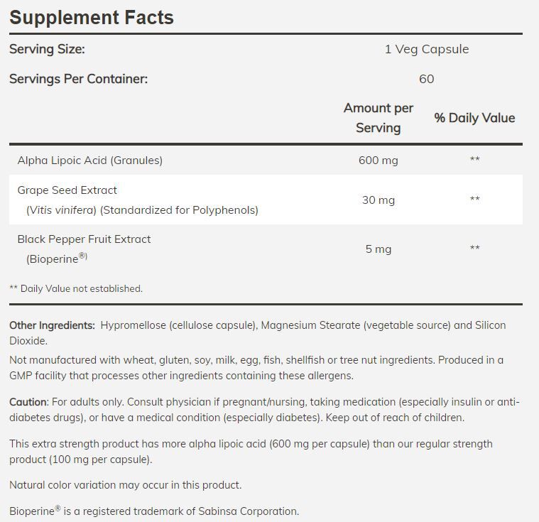 #Dosage_Extra Strength, 600 mg, 60 veg capsules
