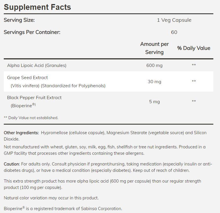 #Dosage_Extra Strength, 600 mg, 60 veg capsules