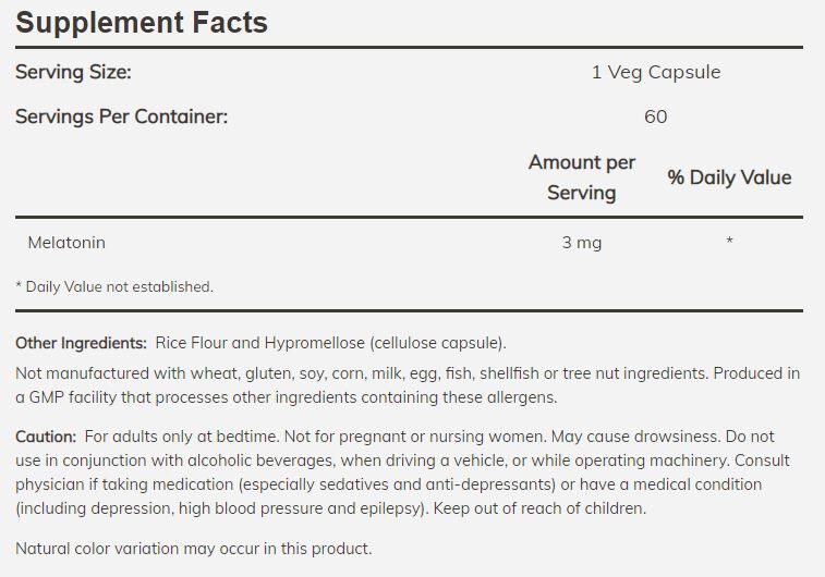 #Dosage_3 mg, 60 veg capsules