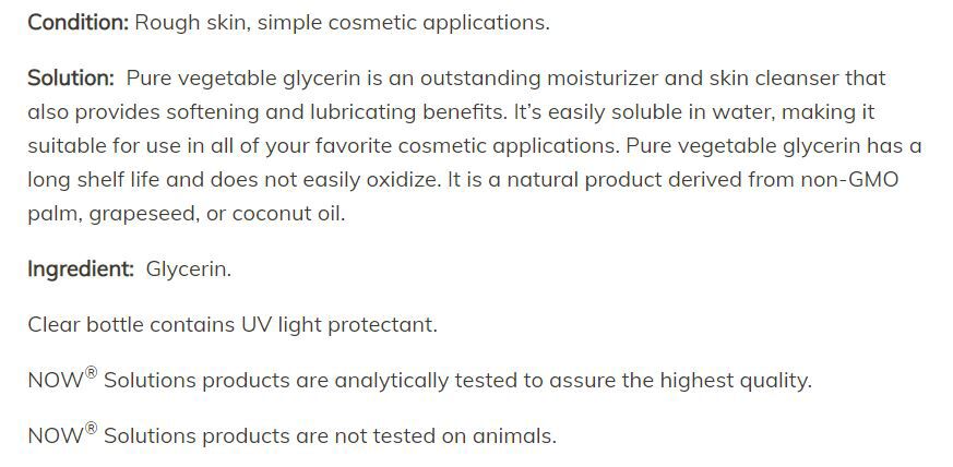 NOW Vegetable Glycerine 16 fl oz - High-quality Beauty and Personal Care by NOW at BariatricPal Store