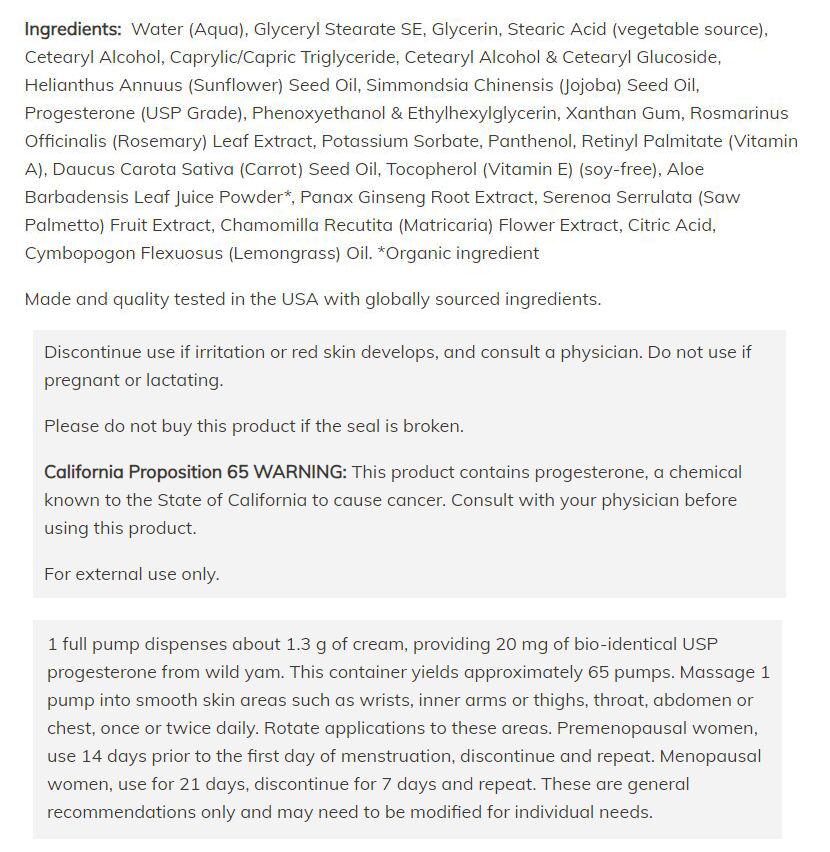 NOW Progesterone Cream 3 oz - High-quality Gluten Free by NOW at BariatricPal Store