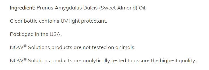 NOW Almond Oil 16 fl oz. - High-quality Oils/EFAs by NOW at BariatricPal Store
