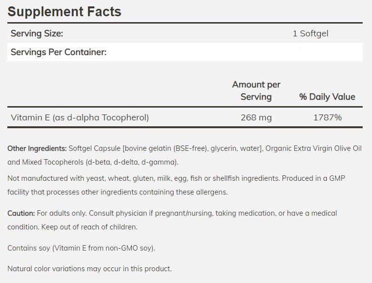 #Dosage_400 IU #Size_100 softgels