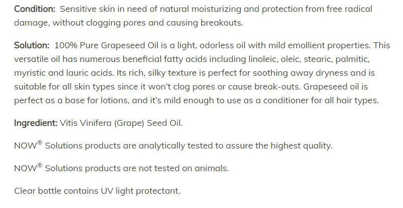 NOW Grapeseed Oil 16 fl oz. - High-quality Oils/EFAs by NOW at 