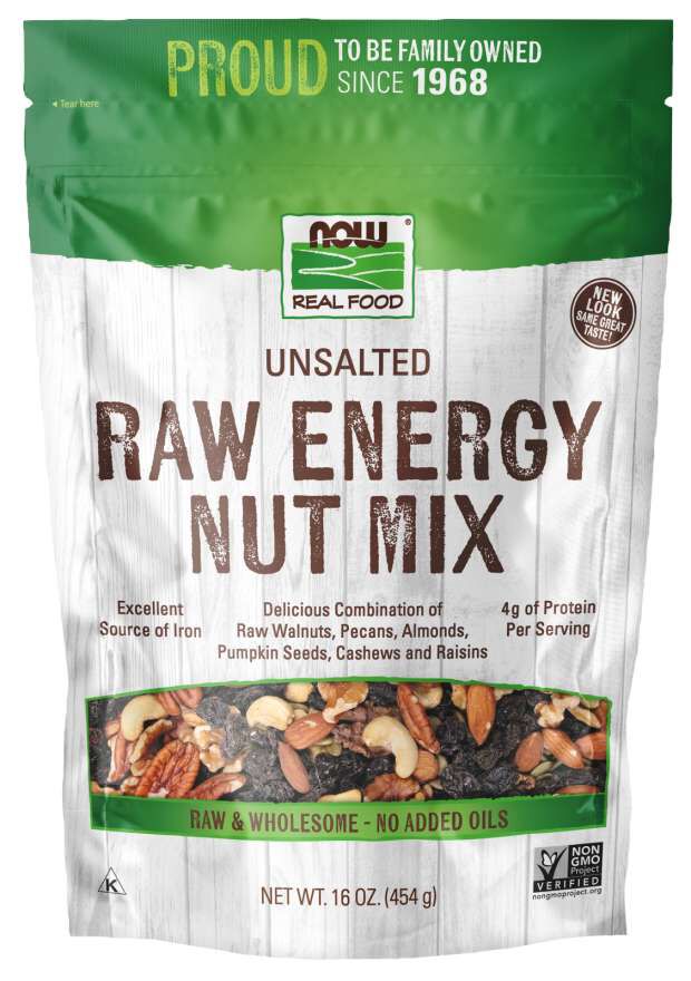 NOW Raw Energy Nut Mix 1 lb. - High-quality Nuts, Seeds and Fruits by NOW at BariatricPal Store