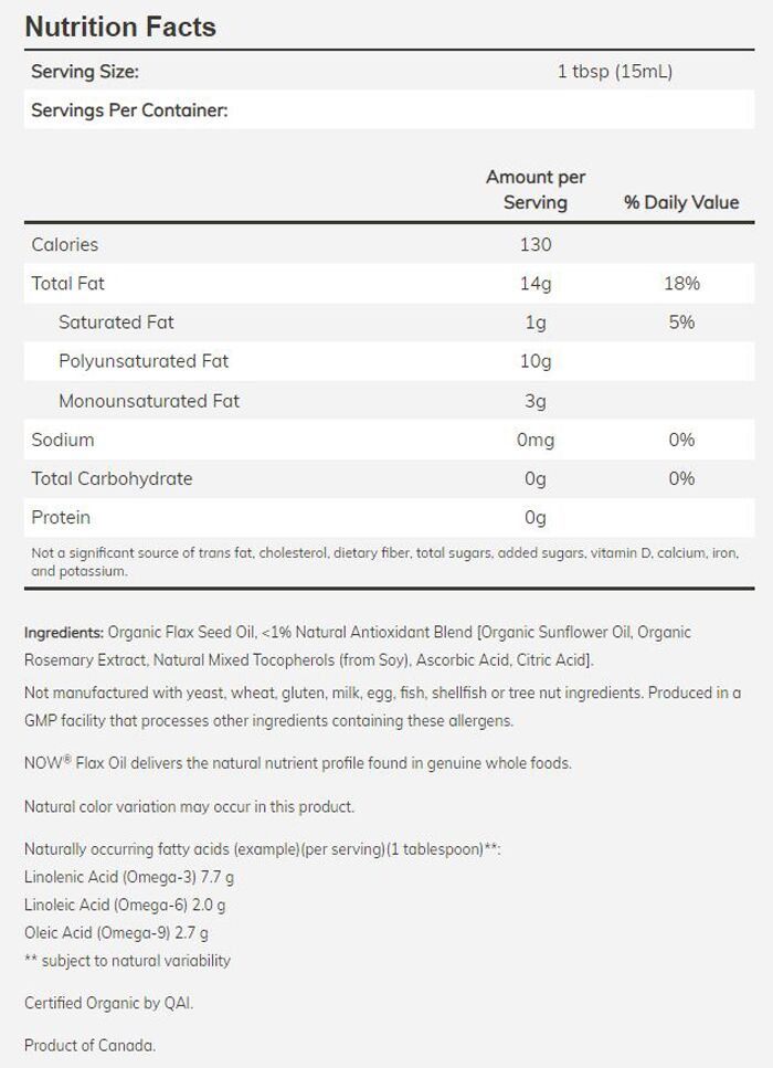 NOW Flax Seed Oil Liquid 24 fl oz. - High-quality Oils/EFAs by NOW at BariatricPal Store