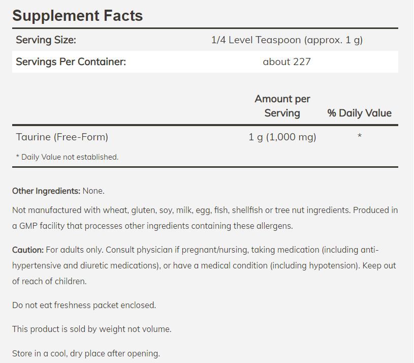 NOW Taurine Powder 8 oz. - High-quality Amino Acids by NOW at BariatricPal Store