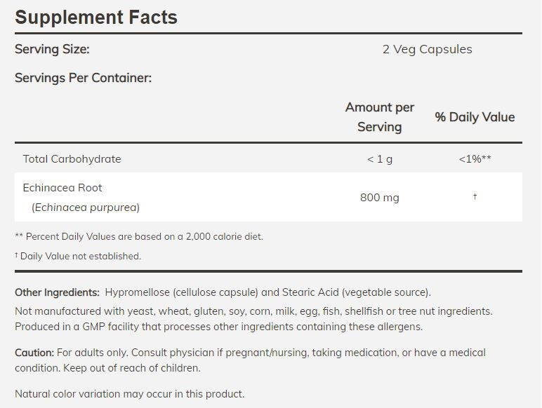 NOW Echinacea 250 capsules - High-quality Herbs by NOW at BariatricPal Store