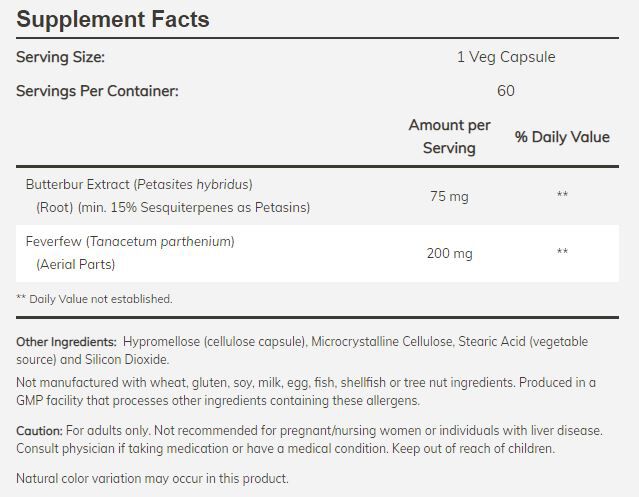 NOW Butterbur 60 veg capsules - High-quality Herbs by NOW at BariatricPal Store