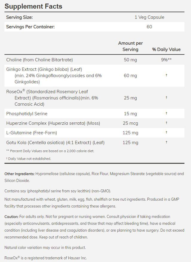 NOW Brain Elevate 120 veg capsules - High-quality Gluten Free by NOW at BariatricPal Store