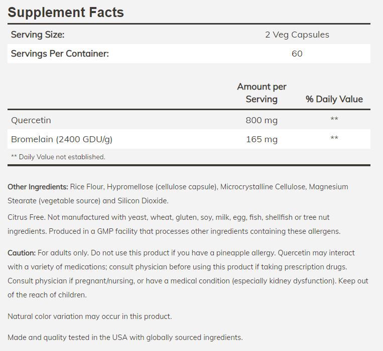 NOW Quercetin with Bromelain 120 veg capsules - High-quality Antioxidants by NOW at BariatricPal Store
