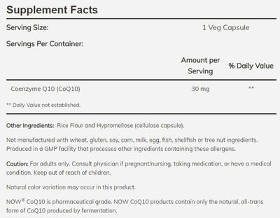 CoQ10 by NOW Foods - High-quality COQ10 by NOW Foods at BariatricPal Store