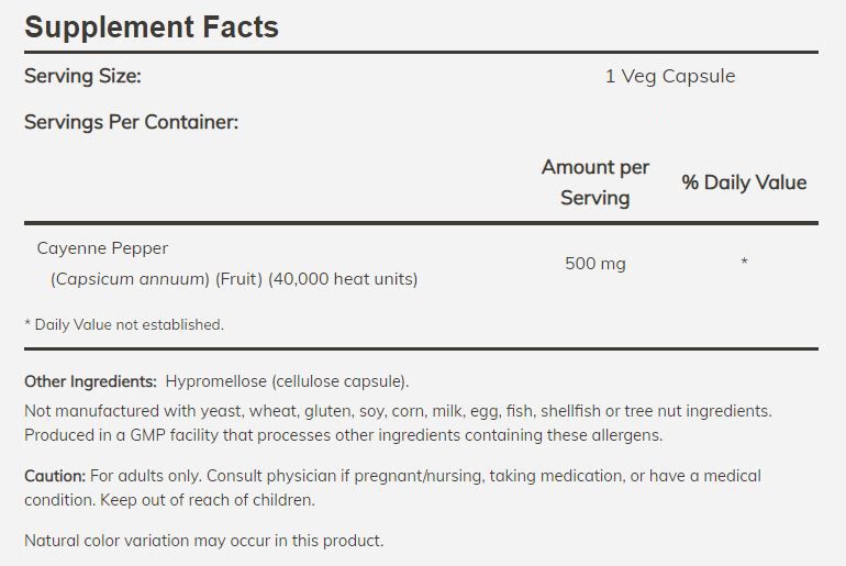 NOW Cayenne Capsules 250 veg capsules - High-quality Herbs by NOW at BariatricPal Store