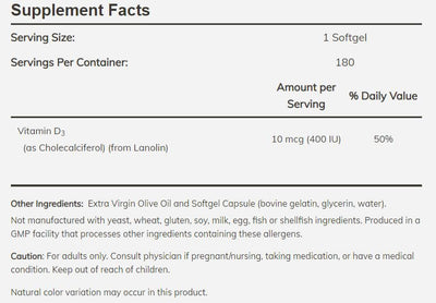 Vitamin D-3 (High Potency) Softgels by NOW Foods - High-quality Vitamin D by NOW at BariatricPal Store