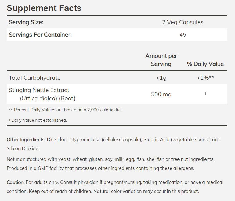 NOW Stinging Nettle Root Extract 90 veg capsules - High-quality Herbs by NOW at BariatricPal Store