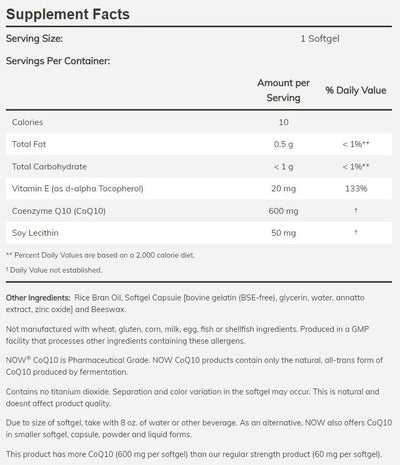 CoQ10 by NOW Foods - High-quality COQ10 by NOW Foods at BariatricPal Store
