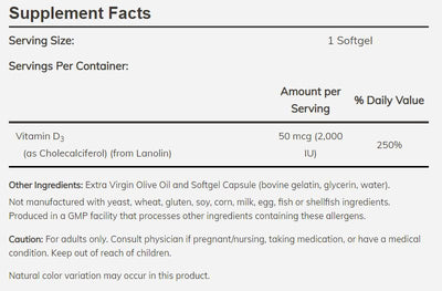 Vitamin D-3 (High Potency) Softgels by NOW Foods - High-quality Vitamin D by NOW at BariatricPal Store