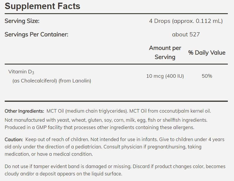 #Dosage_400 IU per 4 drops, 2 fl oz