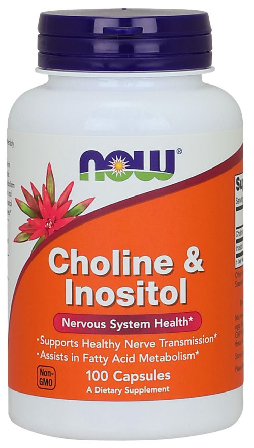 NOW Choline & Inositol 100 capsules - High-quality Gluten Free by NOW at BariatricPal Store