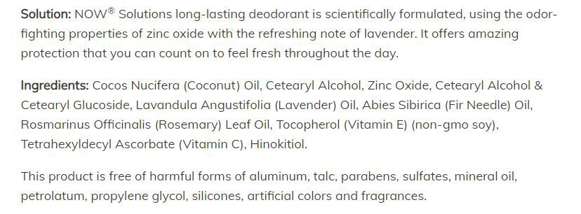 NOW Long Lasting Deodorant Stick 2.2 oz - High-quality Beauty and Personal Care by NOW at BariatricPal Store