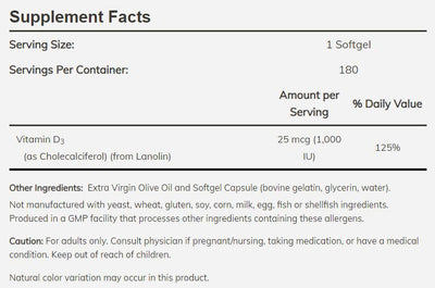 Vitamin D-3 (High Potency) Softgels by NOW Foods - High-quality Vitamin D by NOW at BariatricPal Store