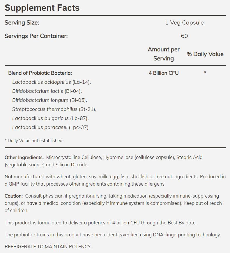 NOW 4X6 Acidophilus 120 veg capsules - High-quality Digestion by NOW at BariatricPal Store