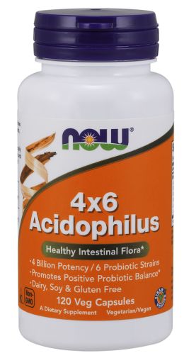 NOW 4X6 Acidophilus 120 veg capsules - High-quality Digestion by NOW at BariatricPal Store