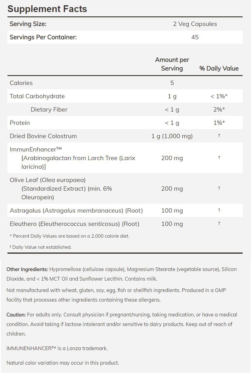 NOW Super Colostrum 90 veg capsules - High-quality Immune System Support by NOW at BariatricPal Store