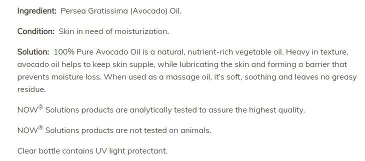 NOW Avocado Oil 4 fl oz. - High-quality Oils/EFAs by NOW at 
