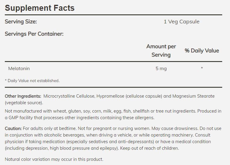 #Dosage_5 mg, 180 veg capsules