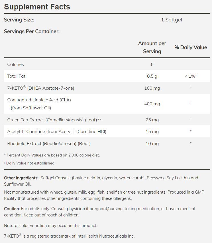 NOW 7-KETO LeanGels 120 softgels - High-quality Diet and Weight Loss by NOW at BariatricPal Store