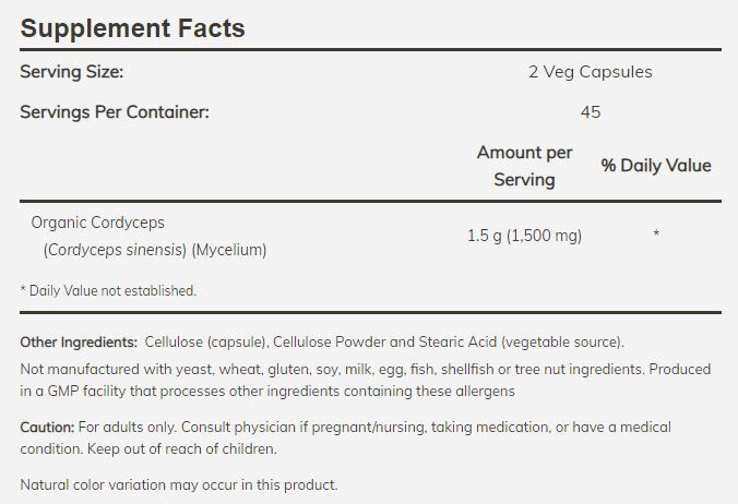 NOW Cordyceps 90 veg capsules - High-quality Antioxidants by NOW at BariatricPal Store