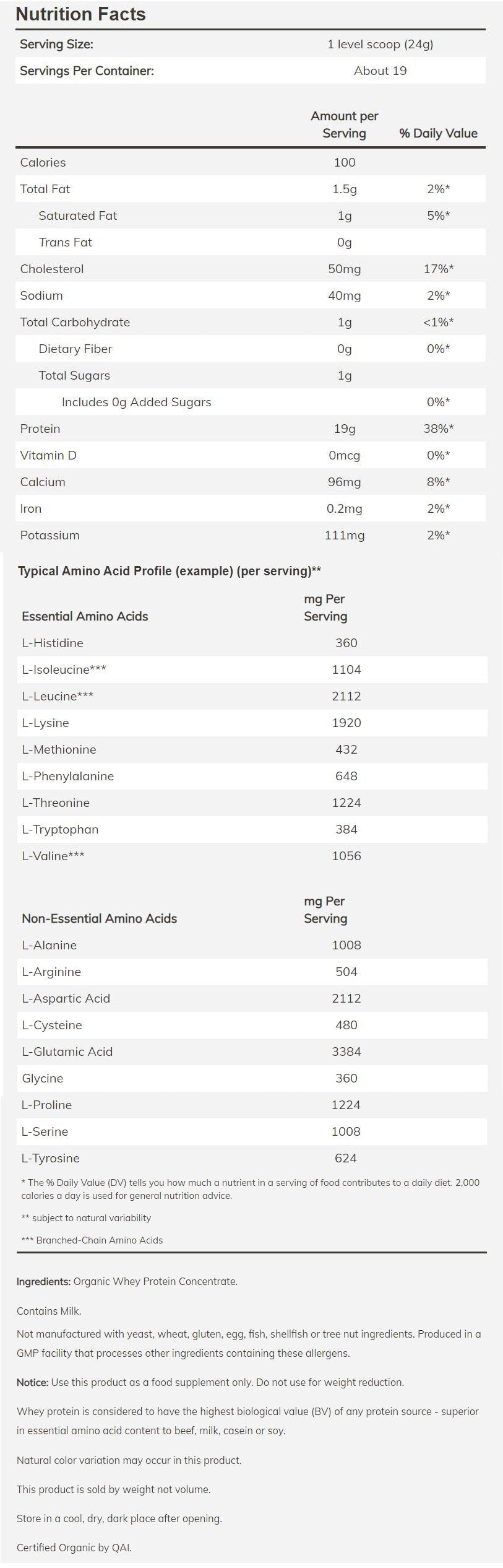 NOW Whey Protein, Organic 1 lb - High-quality Protein by NOW at BariatricPal Store