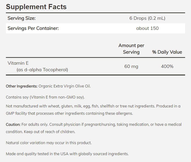 NOW Vitamin E Liquid 1 fl oz. - High-quality Vitamins by NOW at BariatricPal Store