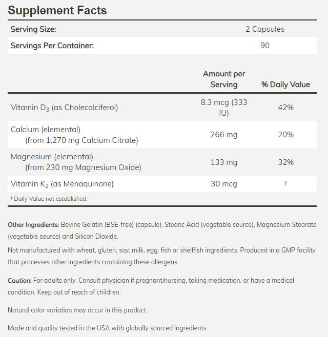 NOW Cal-Mag DK 180 capsules - High-quality Vitamins by NOW at BariatricPal Store