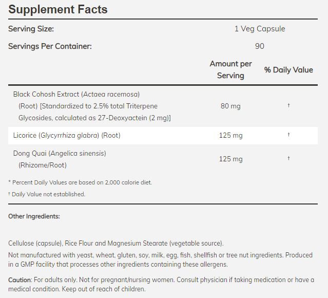 NOW Black Cohosh Root 90 veg capsules - High-quality Herbs by NOW at BariatricPal Store