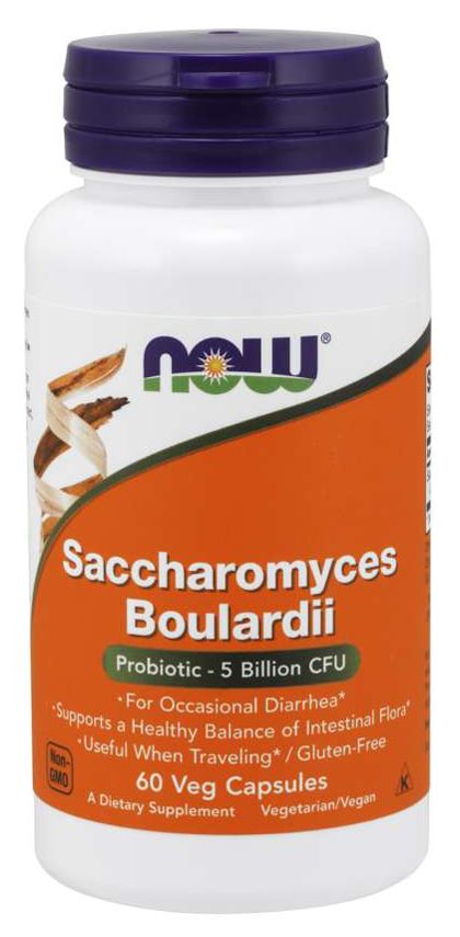 NOW Saccharomyces Boulardii 60 veg capsules - High-quality Digestion by NOW at BariatricPal Store