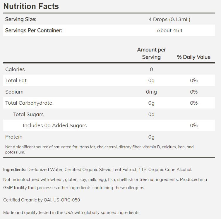 NOW Better Stevia Liquid Extract, Organic 2 fl oz. - High-quality Gluten Free by NOW at BariatricPal Store