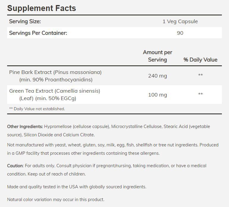 NOW Pine Bark Extract 90 veg capsules - High-quality Antioxidants by NOW at BariatricPal Store