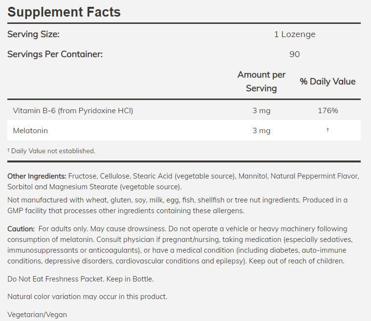 #Dosage_Chewable, 3mg, 180 lozenges