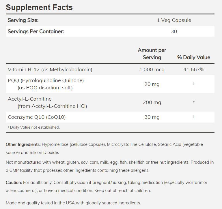 NOW PQQ Energy 30 veg caps - High-quality Antioxidants by NOW at BariatricPal Store