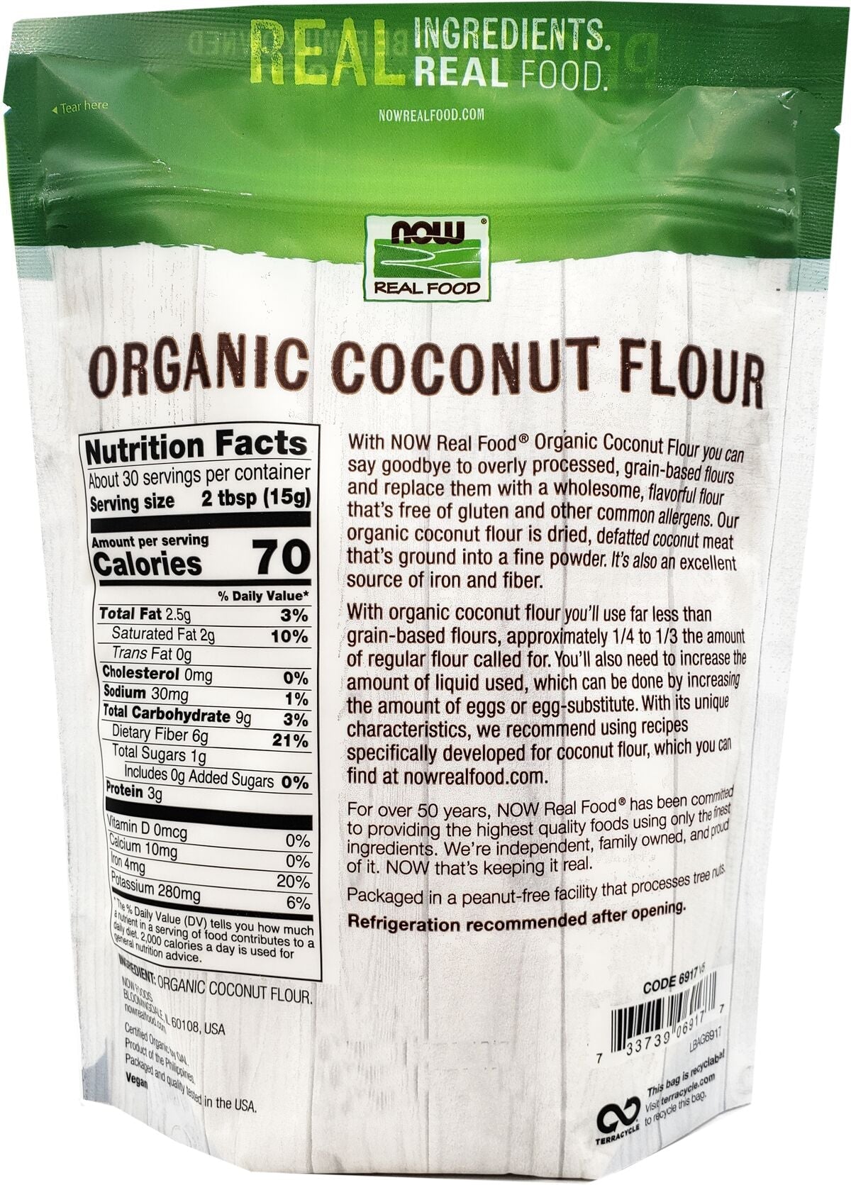 NOW Coconut Flour 16 oz. - High-quality Baking Products by NOW at BariatricPal Store