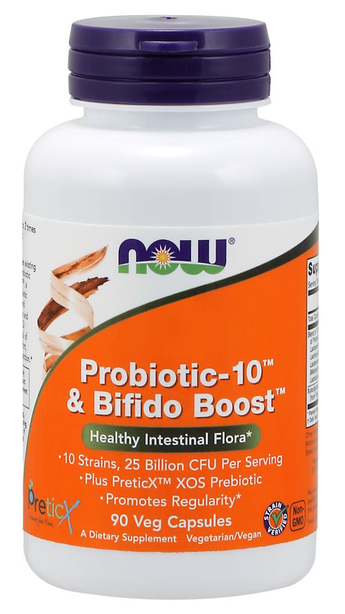 NOW Probiotic-10 & Bifido Boost 90 veg capsules - High-quality Digestion by NOW at BariatricPal Store