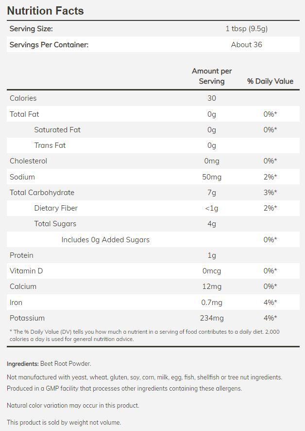 NOW Beet Root Powder 12 oz - High-quality Green Foods/Super Foods by NOW at BariatricPal Store