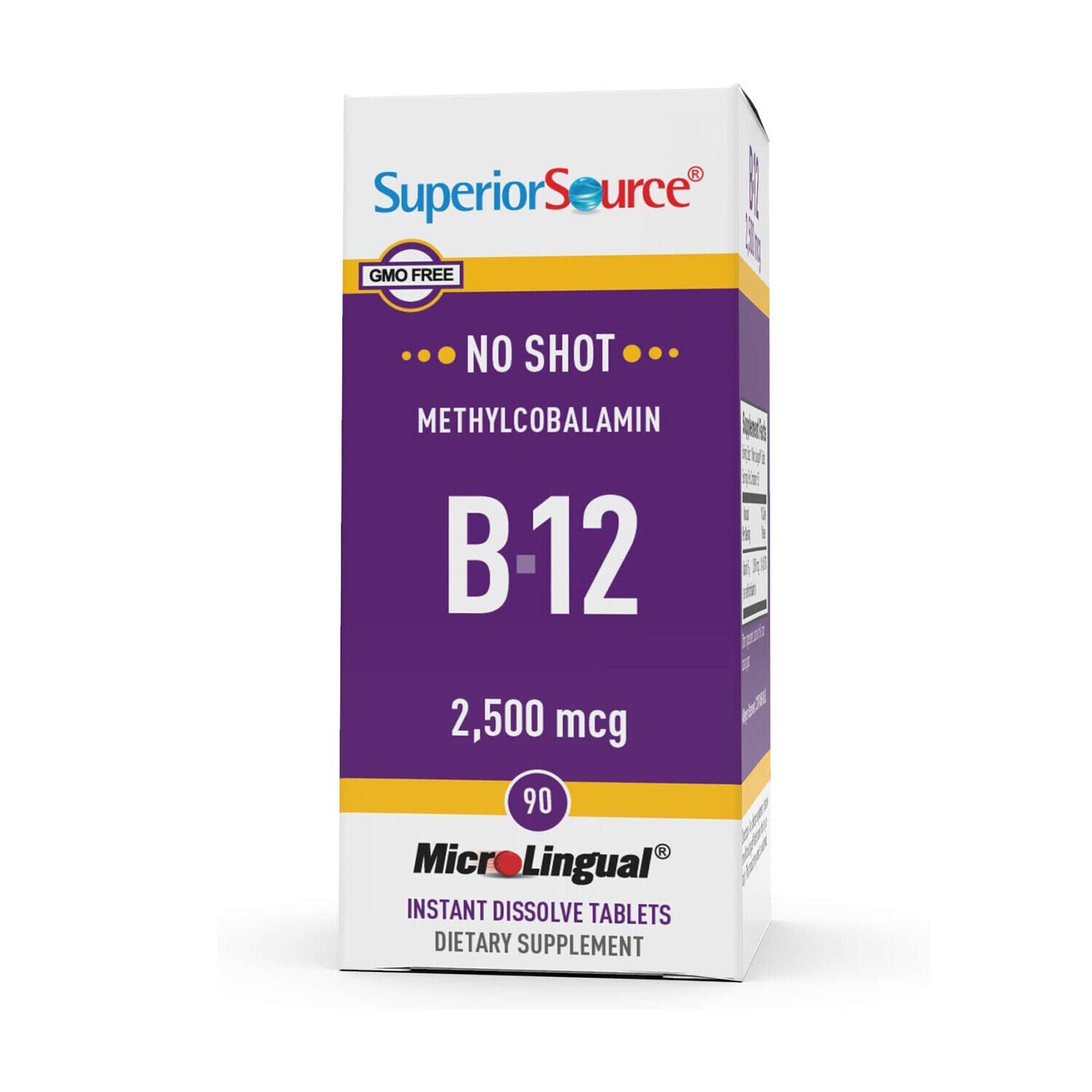 Superior Source No Shot Methylcobalamin B-12 2500 mcg MicroLingual® Instant Dissolve Tablets - High-quality Vitamin B by Superior Source at BariatricPal Store
